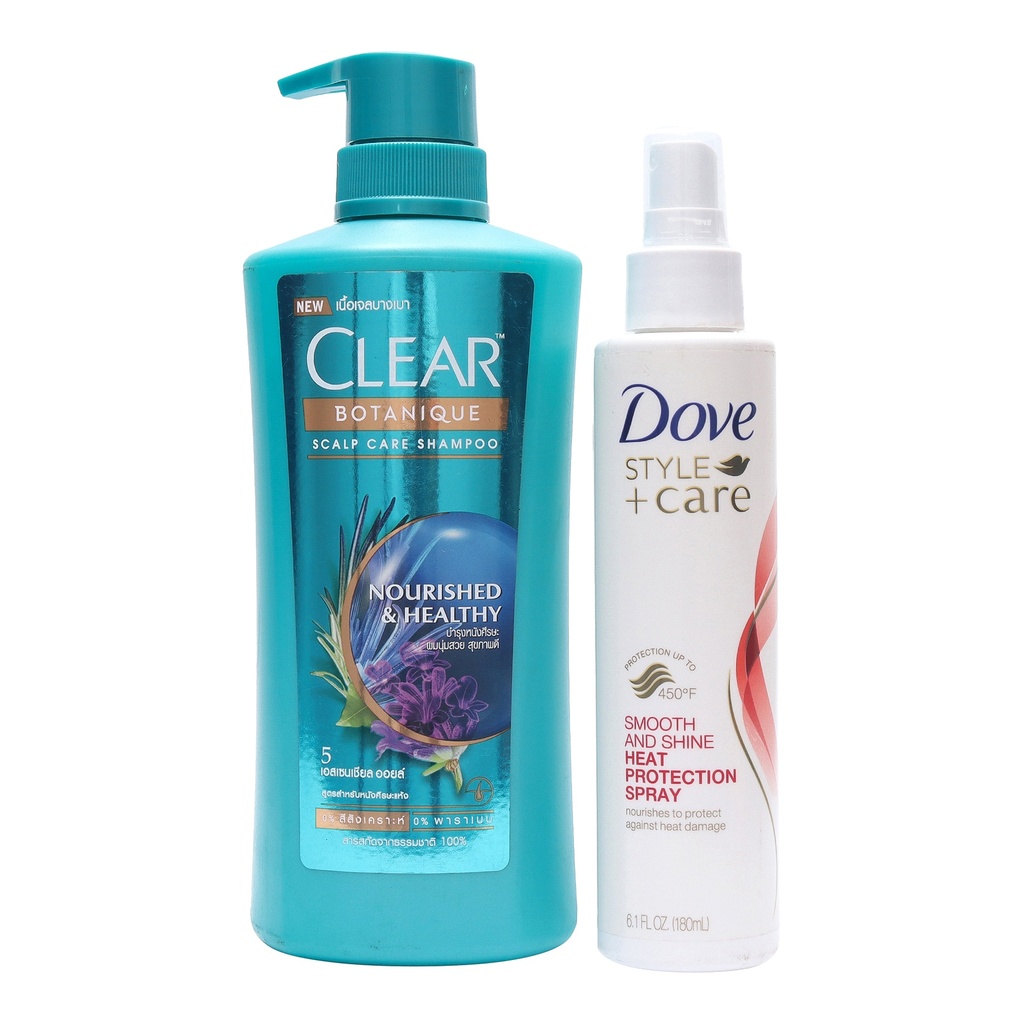 New Clear Botanique Scalp Care Shampoo 450ml & Dove Spray Heat Defence 180 ml(combo) Image