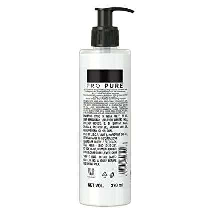 TRESemme Pro Pure Damage Recovery Shampoo, with Fermented Rice Water,  Paraben Free, for Damaged Hair, 370 ml Image