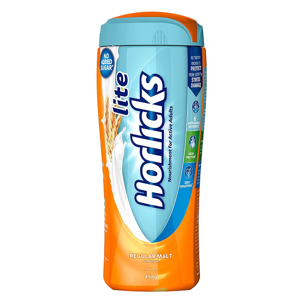 Horlicks Lite Health & Nutrition Drink for Adults 450 g (Regular Malt) Jar Image