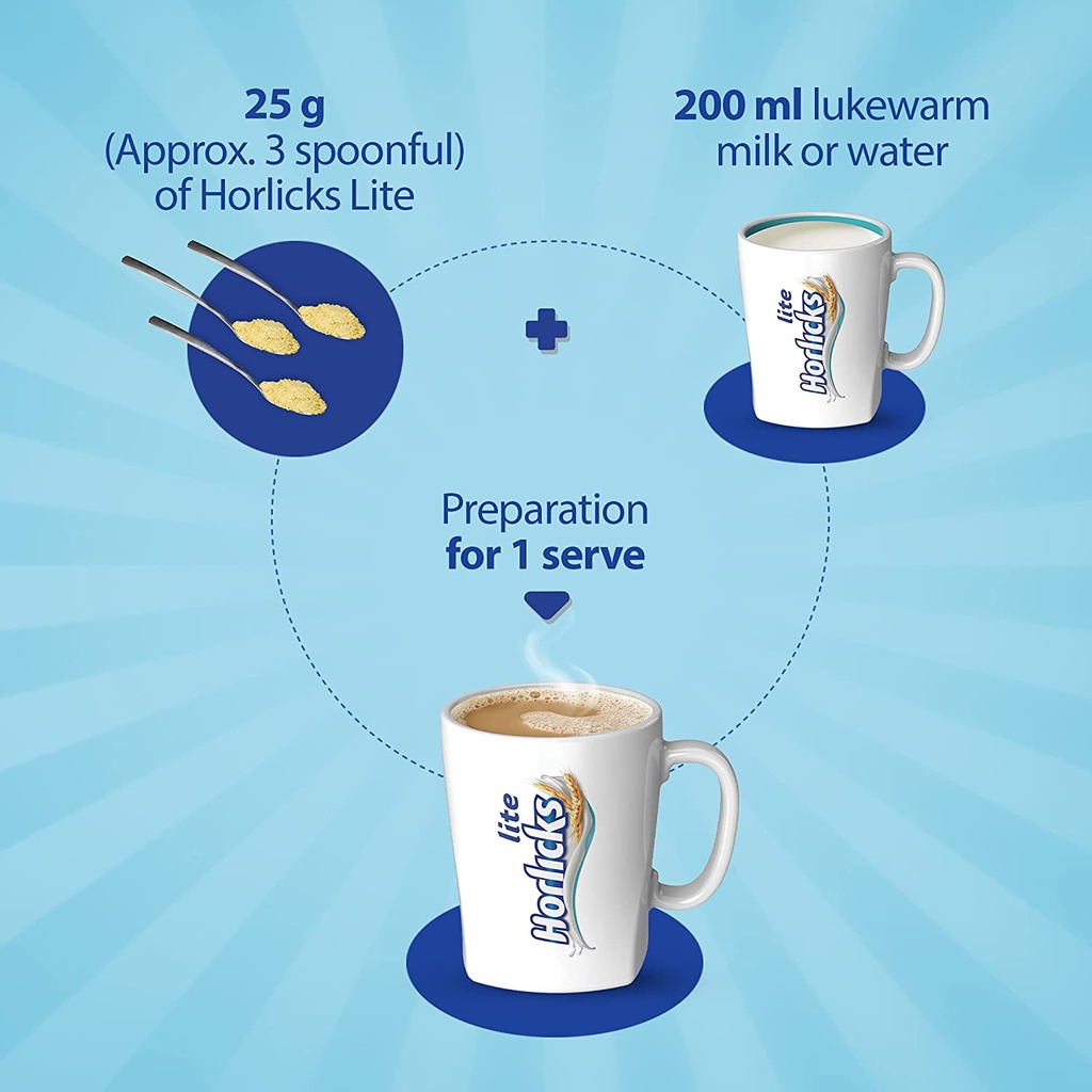 Horlicks Lite Health & Nutrition Drink for Adults 450 g (Regular Malt) Jar Image