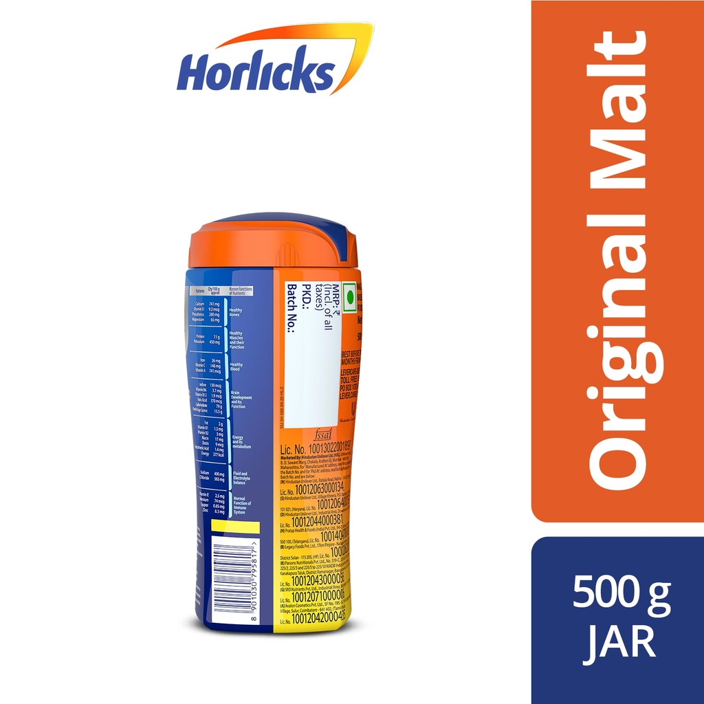 Horlicks Classic Malt Jar 500 gm with Free Knorr Soup Image
