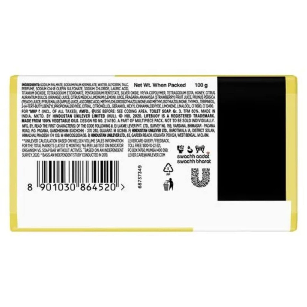 Lifebuoy Lemon Fresh Soap Bar 100gm (Pack Of 6) Image