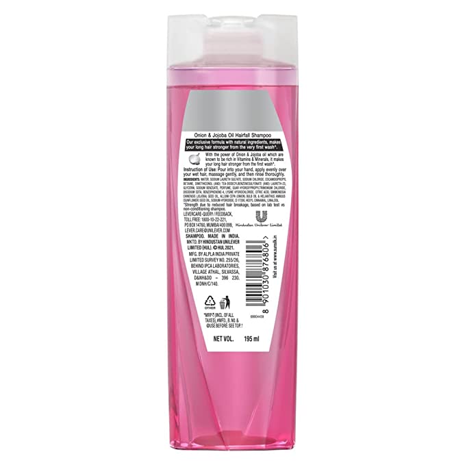 Sunsilk Hairfall Shampoo With Onion & Jojoba Oil, That Works Best To Nourish Your Long Hair, And Makes It Grow Stronger From The First Wash, 190 ml Image