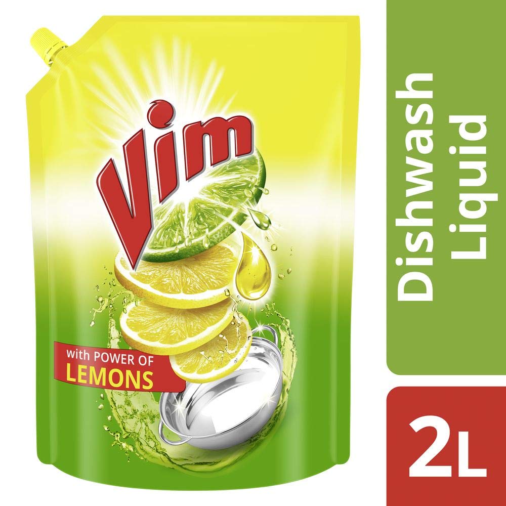 Vim Fresh Lemon Fragrance Dishwash Liquid Gel Refill Pack 2ltr Image