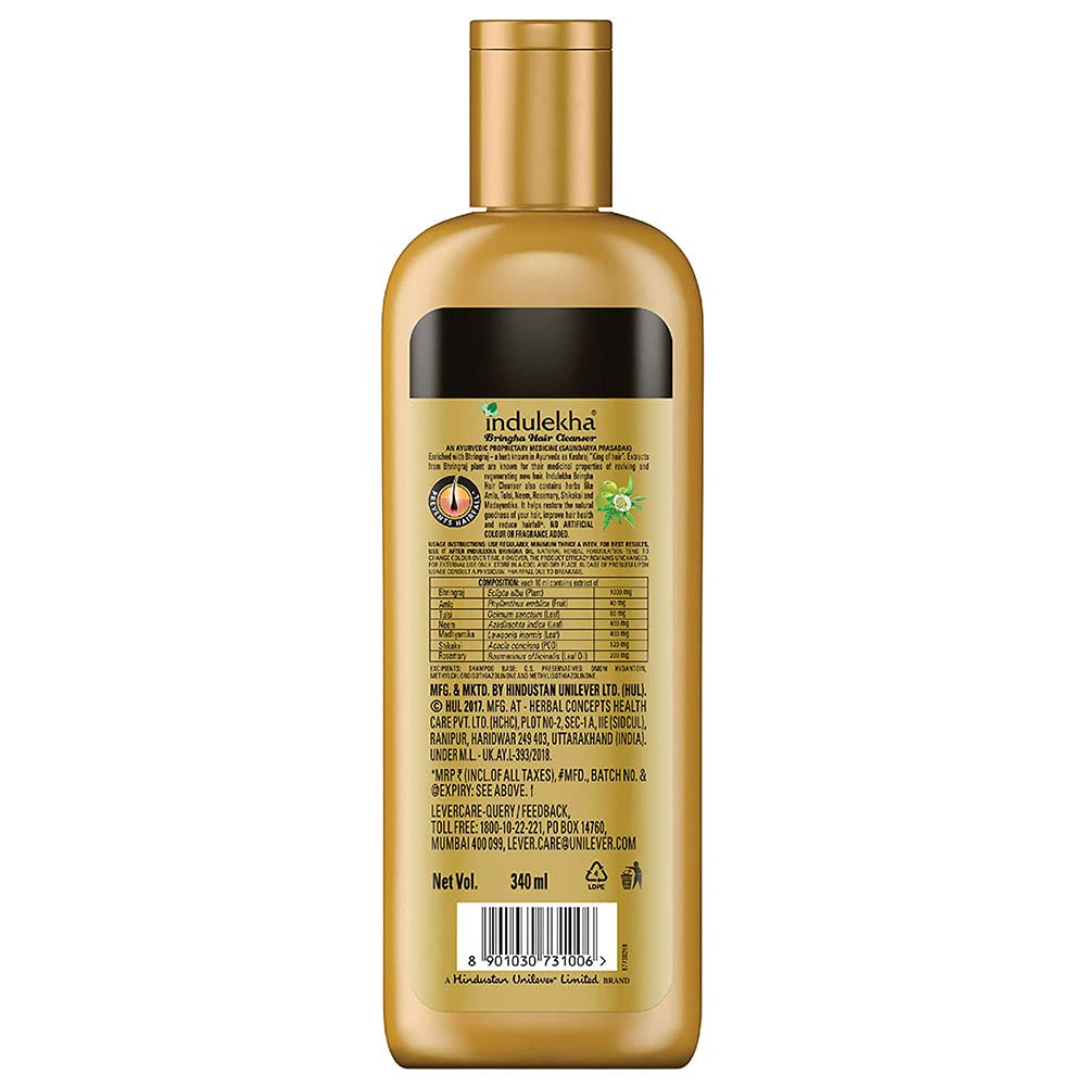 Indulekha Bringha Shampoo, Proprietary Ayurvedic Medicine for Hair Fall, 340ml Image