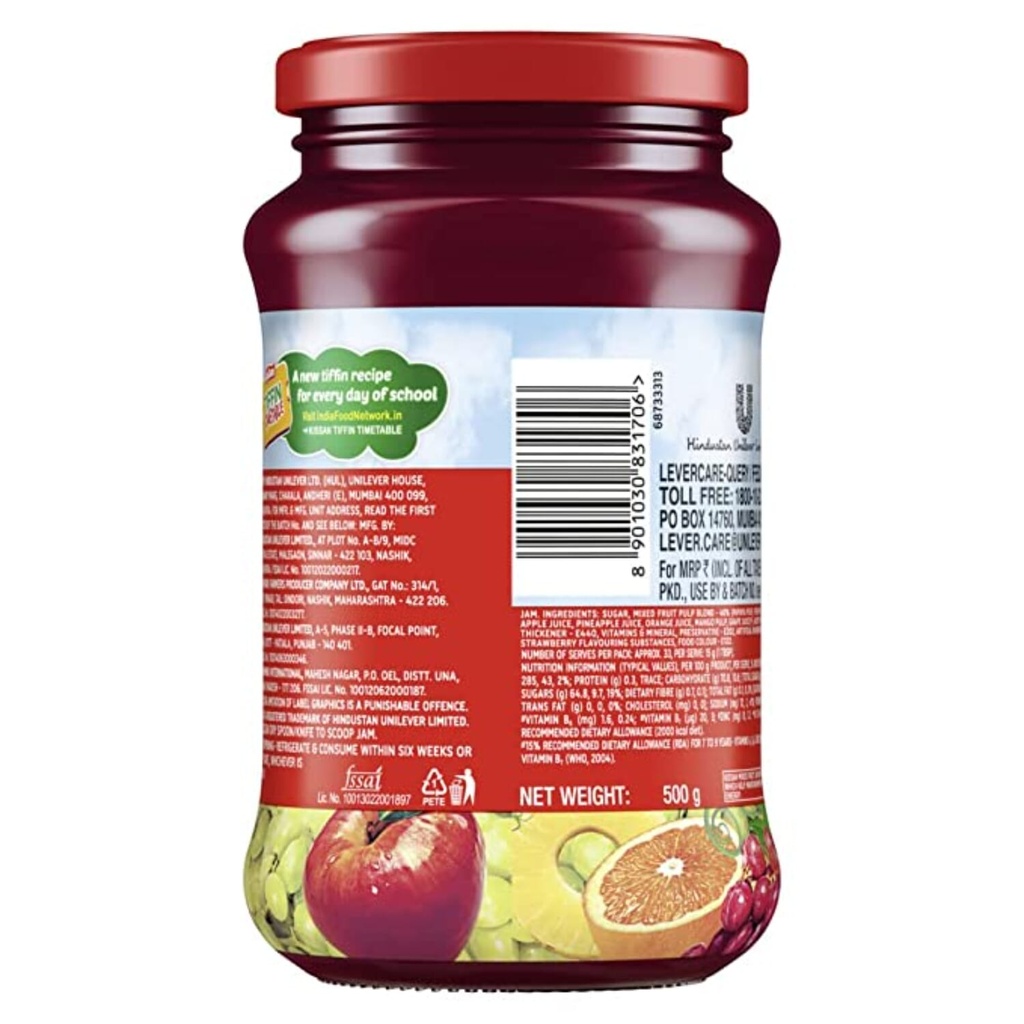 Kissan Mixed Fruit Jam, With Real Fruit Ingredients, 500 g Image