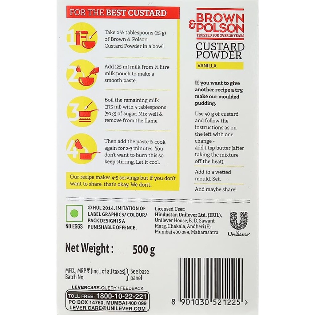 Brown & Polson Vanilla Custard Powder 500 g Image