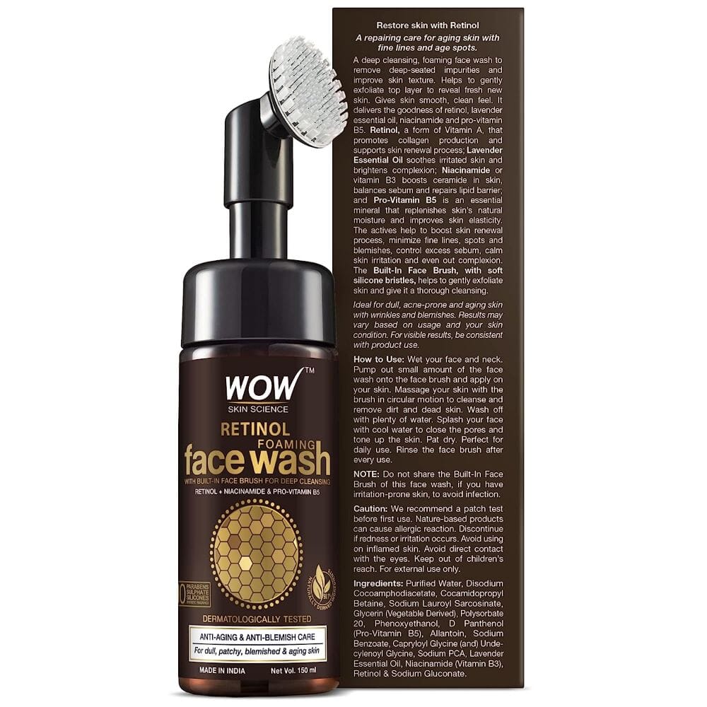 WOW Skin Science Retinol Foaming Face Wash With Built-In Brush - 150 ml Image