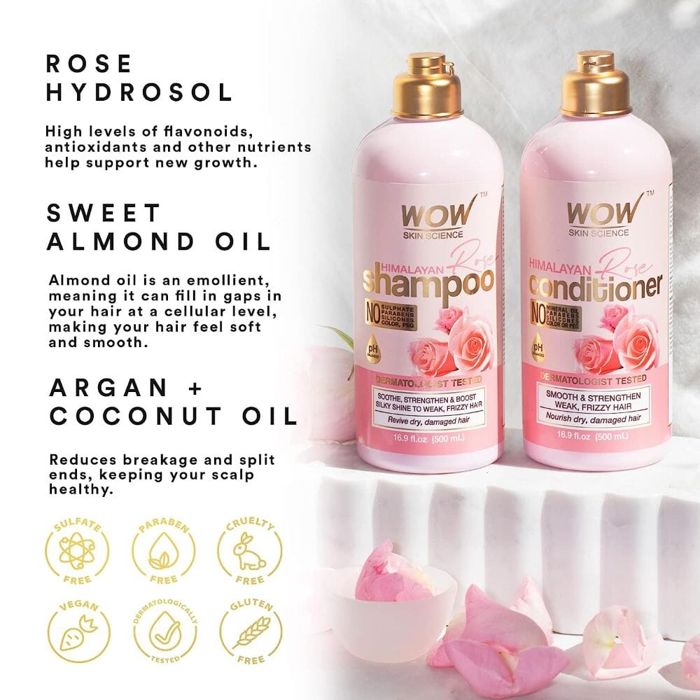 WOW Skin Science Himalayan Rose Shampoo + Himalayan Rose Conditioner Kit(300+300)ml Image
