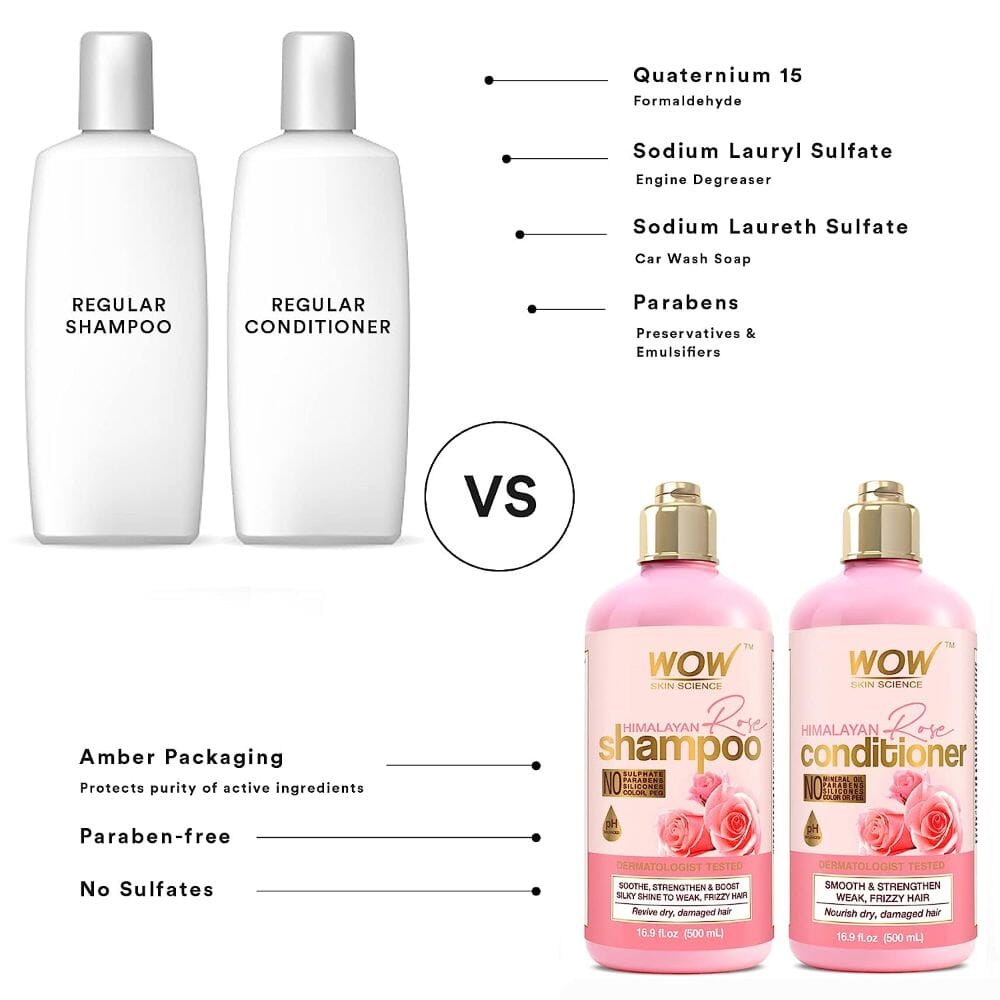 WOW Skin Science Himalayan Rose Shampoo + Himalayan Rose Conditioner Kit(300+300)ml Image