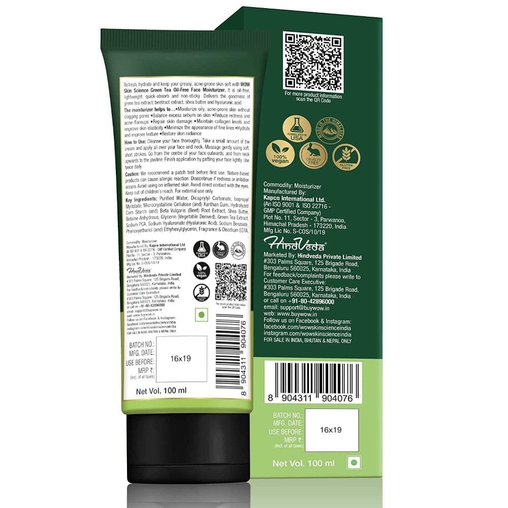 WOW Skin Science Green Tea Face Moisturizer 100 ml Image