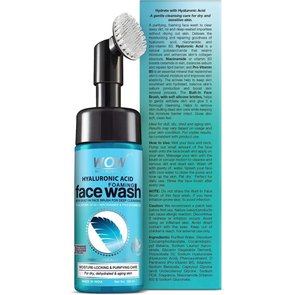 Wow Skin Science Hyaluronic Foaming Face Wash With Built In Face Brush 150Ml Image