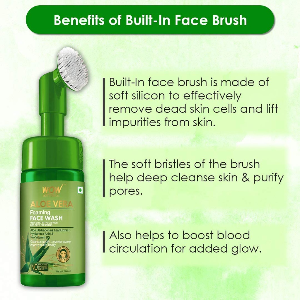 WOW Skin Science Aloe Vera Foaming Face Wash with Built in Face brush 150 ML Image