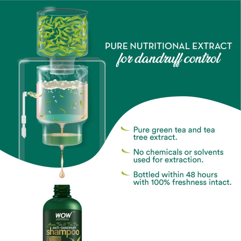 WOW Skin Science Green Tea & Tea Tree Anti-Dandruff Shampoo - 300 ml Image