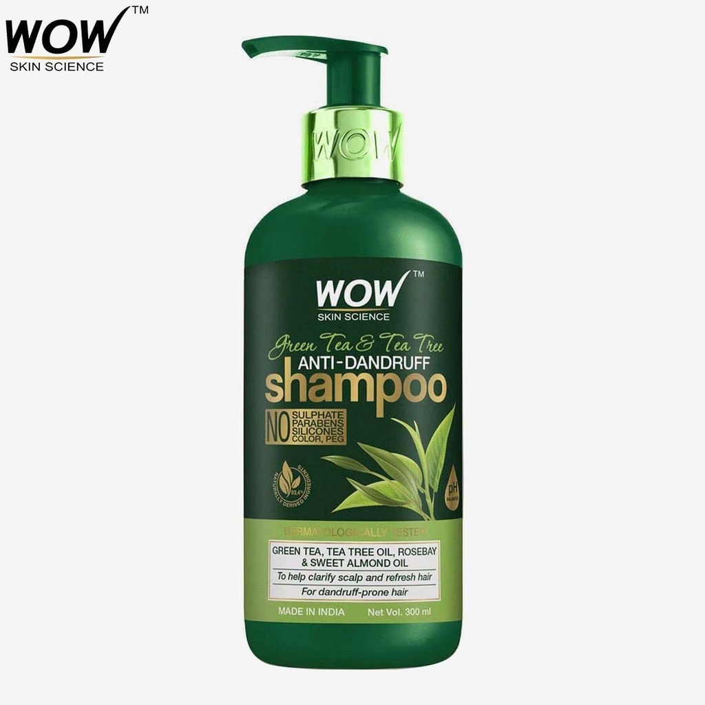 WOW Skin Science Green Tea & Tea Tree Anti-Dandruff Shampoo - 300 ml Image