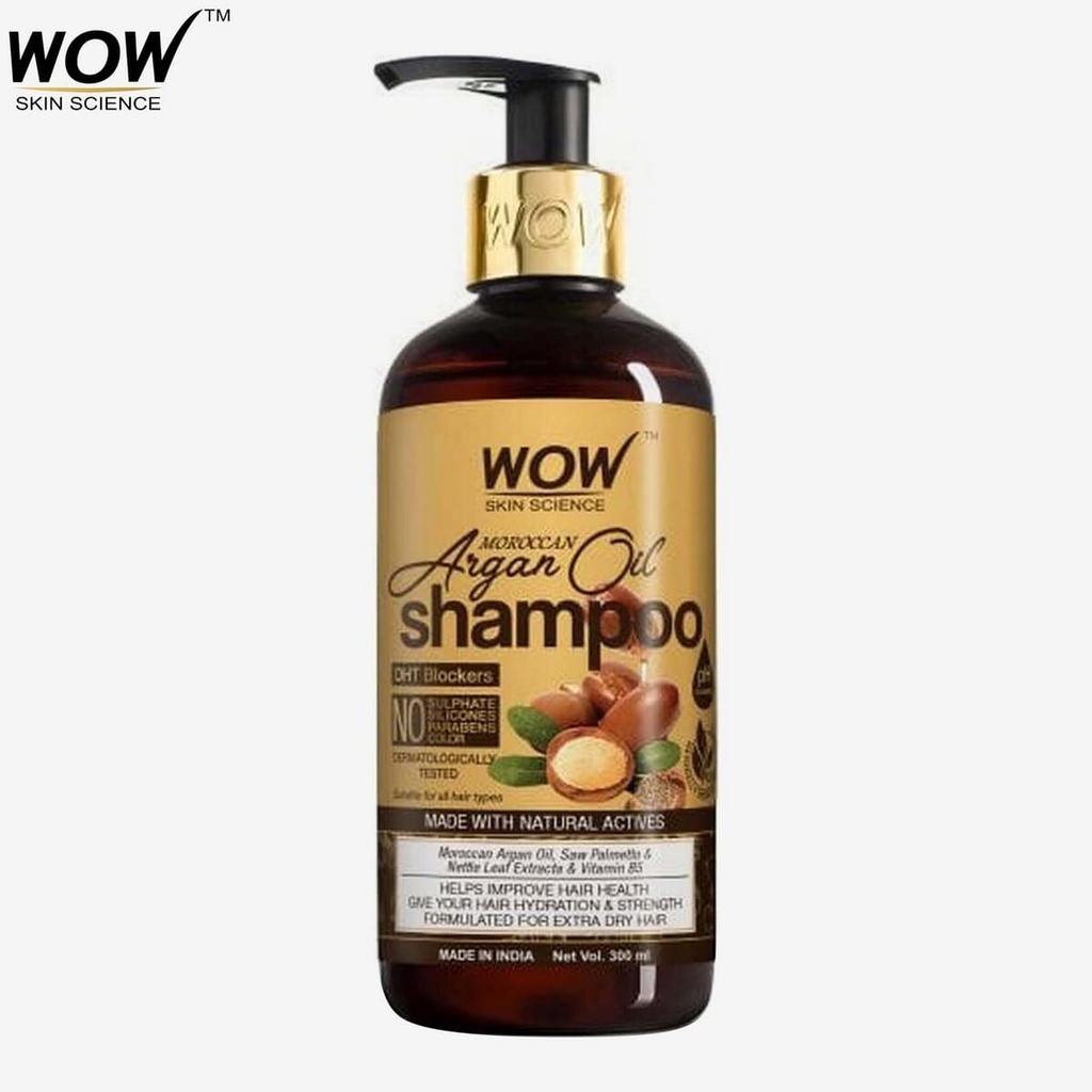 WOW Skin Science Moroccan Argan Oil Shampoo (with DHT Blocker) - (300 ml) Image