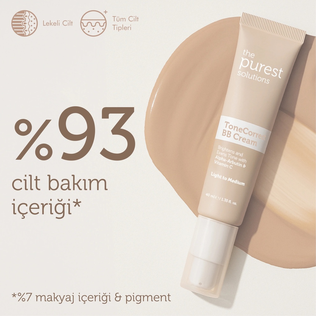 The Purest Solutions ToneCorrect BB Cream for Blemished Skin SPF 50+ 40 ml with Alpha Arbutin and Vitamin C | Available in Lght/Medium and Medium/Dark Tone Image