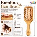 Natural Bamboo Wood Comb Professional Healthy Paddle Cushion Hair Loss Massage Brush Detangling Hairbrush for Massaging Scalp Hair Care Healthy Anti-static Hair Brush For Women & Men Image