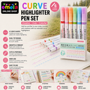 Curve Highlighter Pen Set, 6 Different Curve Shapes Dual Tip Pens, Cute Pattern Colorful Curve Highlighter Pen Writing Markers, for Writing, Drawing Image