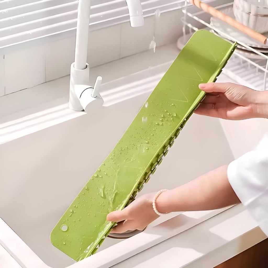Silicone Sink Splash Guard for Kitchen, Island and Bathroom Sink Splash Guard in Kitchen - Secure Non-Slip Suction Cup Base Kitchen Sink Countertop Protectors Image