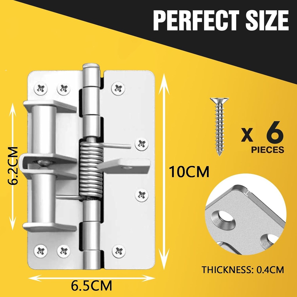 Self Closing Spring Door Hinge,Heavy Duty Folding Shelf Hinges,Invisible Automatic Door Closer Hinge with 90-Degree Positioning,Anti-Rust Door Closing Image