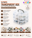 Grid Storage Containers Box | Plastic Multipurpose Box with Adjustable Dividers | for Medicine Pills, Jewelry, Pins, Screws, Cosmetics, Stationery Items – Transparent (Pack of 1) Image