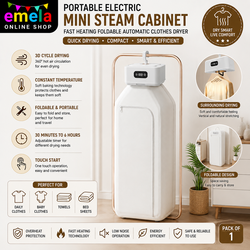 New Home Portable Electric Mini Steam Cabinet Fast Heating Foldable Automatic Clothes Dryer Image