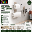 Stainless Steel Self Adhesive Napkin Ring Wall Mount Towel Hanging Holder with Magic Adhesive Pad Image