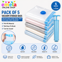 Space Saver Reusable Vacuum Storage Ziplock Compression Sealer Bags  with free Pump Pack Of 5 (2 Small+2 Medium+1 Large,Plastic)Transparent Image