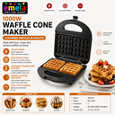 Waffle Cone Maker with Non Stick Coating and Cool Touch Handle- 2 Chamber  Waffles in Minutes 1000 WT Image