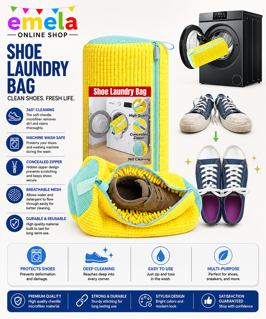 E Mela Shoe Washing Machine Bag with Invisible Zipper | Multipurpose Shoe Cleaning Bag | Reusable Shoe Bags for Travel, Laundry and Storage, Sneakers, Sports Shoes Organizer Image