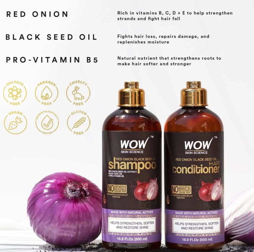 [121817883-1692151656640-] WOW Skin Science Onion Oil Shampoo & Conditioner Kit (500+500) ml