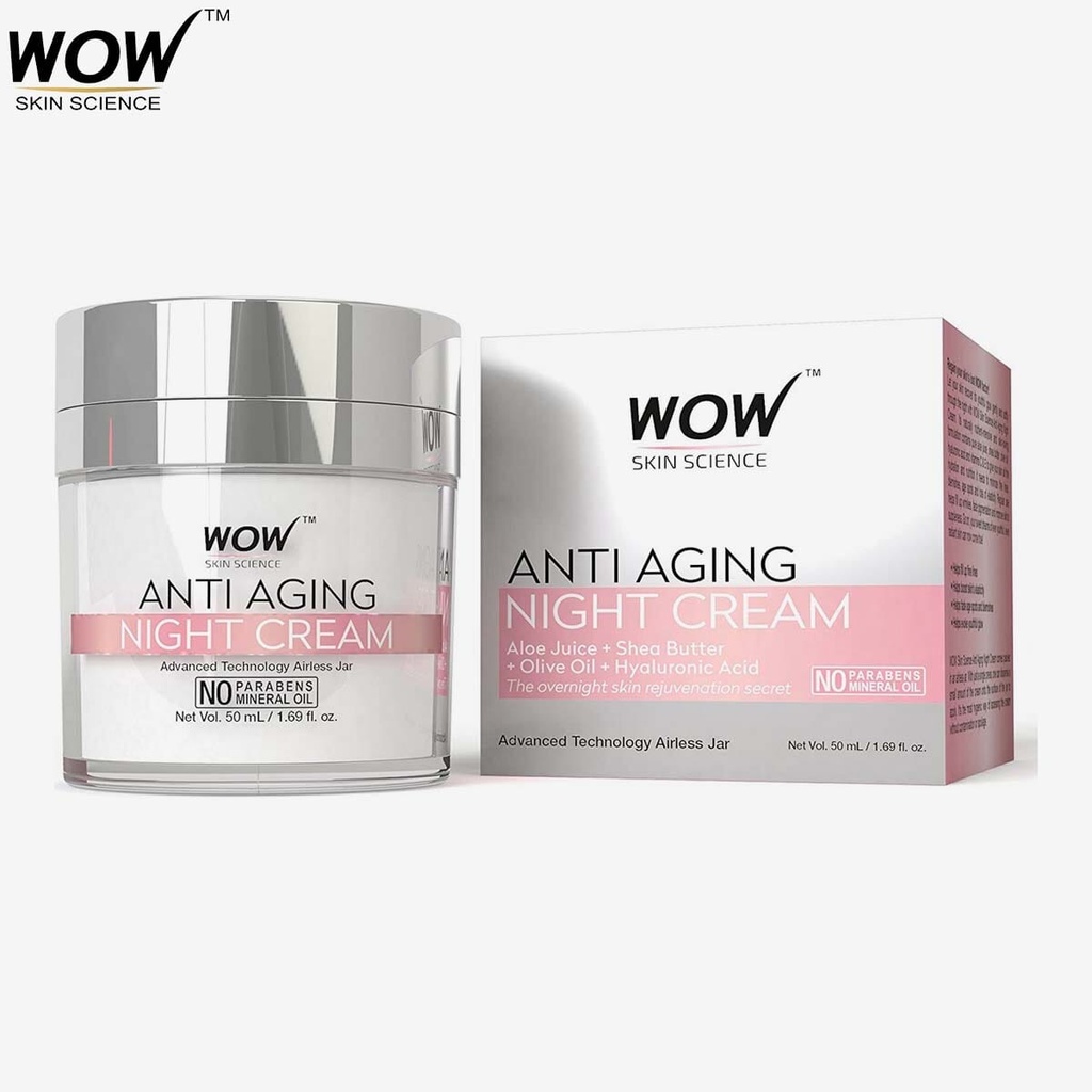 [120646669-1667555680196-0] WOW Skin Science Cream Anti Aging No Parabens & Mineral Oil Night Cream, 50mL (Women)