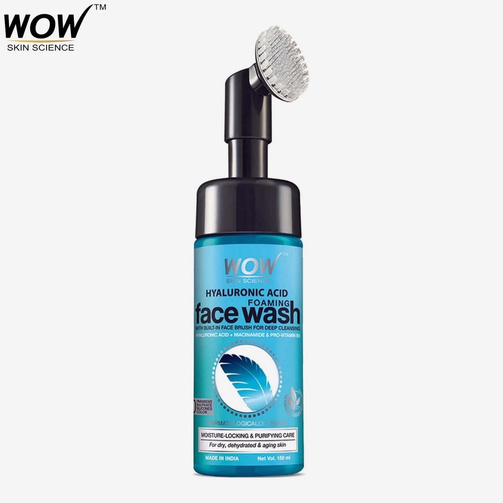 [113975581-1649655283576-0] Wow Skin Science Hyaluronic Foaming Face Wash With Built In Face Brush 150Ml