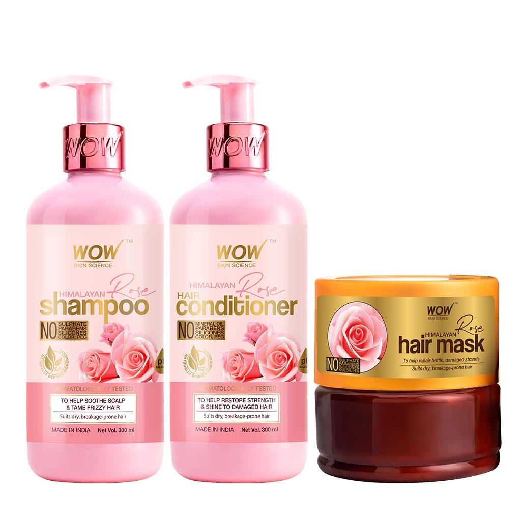 [111488180-1643521541814-0] WOW Skin Science Himalayan Rose Kit (Shampoo + Conditioner + Hair Mask)