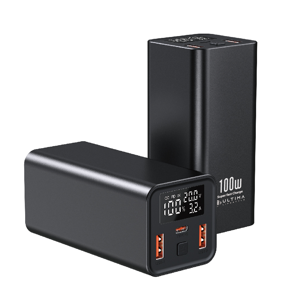 [PB20KULTRAMAX-BK] (New Launch) Ultima 20K Ultra Max | 100W Power Delivery | 20000 mAh | Fast Charging | Full Metal Body | Multi Layers Fire Protection | LED Display | Triple Ports | Supports PD, QC3.0, Universal Compatibility | 2 Way Charging | ChargeSafe Technology Power