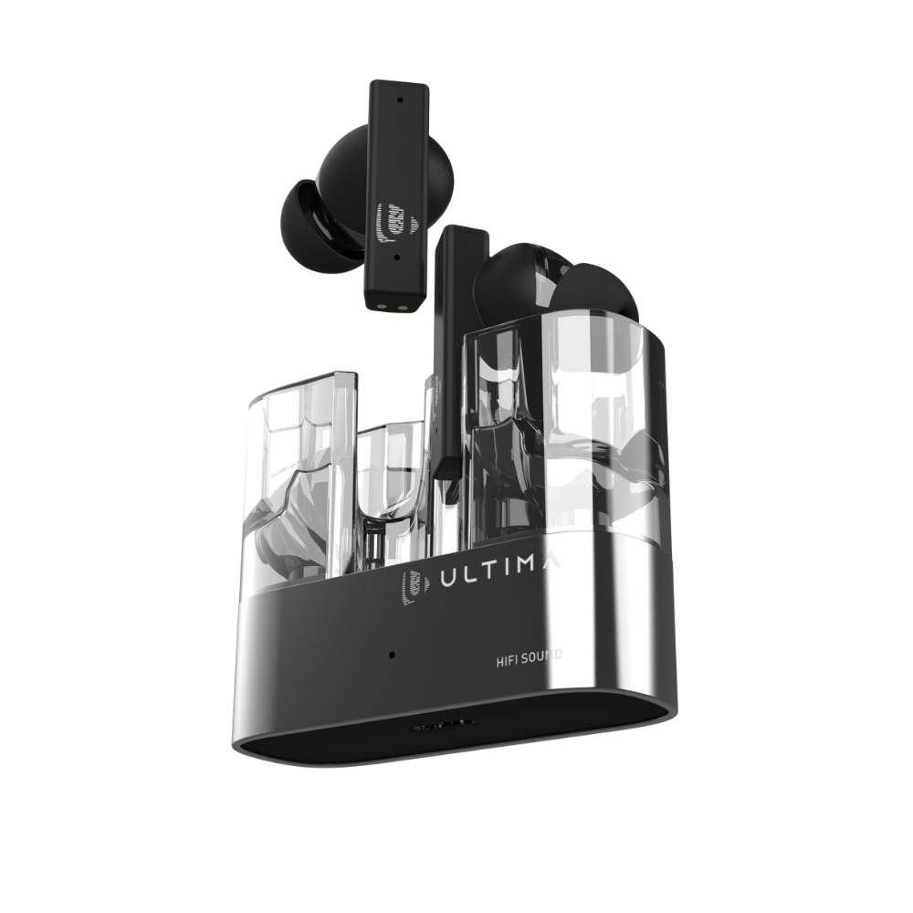 [TWS-FUSION360] Ultima Fusion 360 Earbuds | Ultima Supreme Sound | Wireless Transparent Earbuds | ANC | 45 ms Low Latency Game Mode | IPX5 Water Resistance | AI Crystal Clear Call with Quad Mics