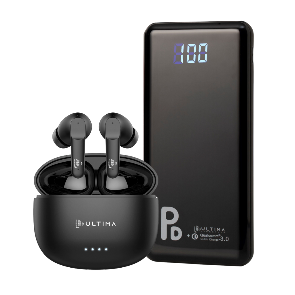 [Boost 131 + Atom 520 Pro-10000 mAh-Black] Ultima Boost 131 Powerbank & Atom 520 Pro Earbuds: Your Power-Packed Duo for Uninterrupted Power and Immersive Sound