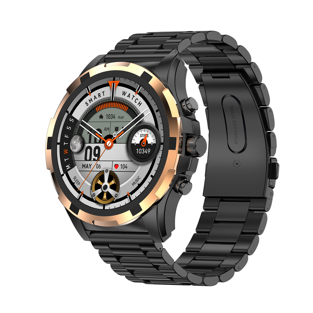 [SWE500-BK] Ultima Magnum E500 Luxury Smartwatch: 1.43” TRU AMOLED Screen, Ultima Fit App, Stainless Steel & Free Leather Straps, Bluetooth Calling, Advanced Health Suite, 100+ Sports Modes, IP68 Rated Smart Watch