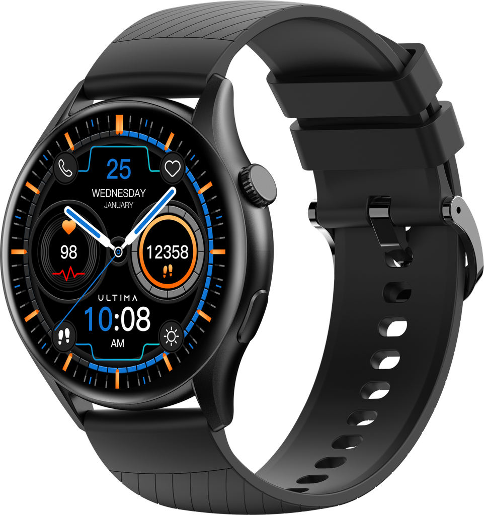 [SWCL-BK] Ultima Watch Circle| 1.43" Amoled Display |BT Calling Smartwatch| IP68 Waterproof| Zinc Alloy Metal Frame Smart watch
