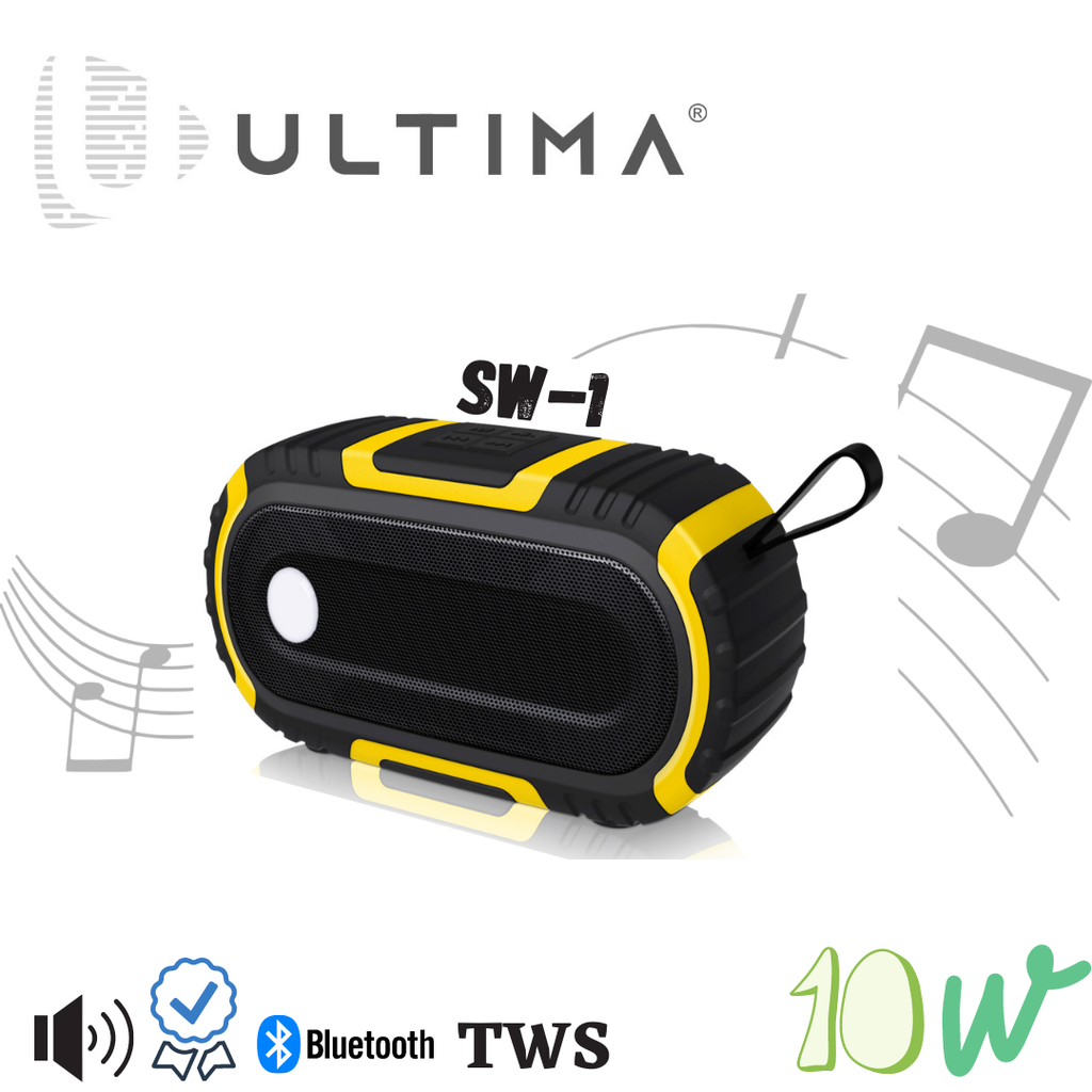 [111690045-1643967056908-0] Ultima Sw1 10w Bluetooth 5.0 Portable Stereo Speaker with Tws, Aux in, Water Resistant, 1500mAh Battery