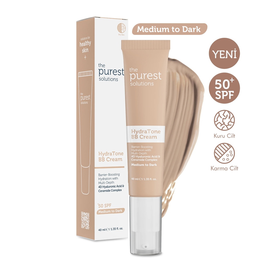 [Tps-HydraBB-MTD-40ml] The Purest Solutions Hydra Tone BB Cream for Dry and Combination Skin SPF 50+ 40 ml | Available in Lght/Medium and Medium/Dark  Tone