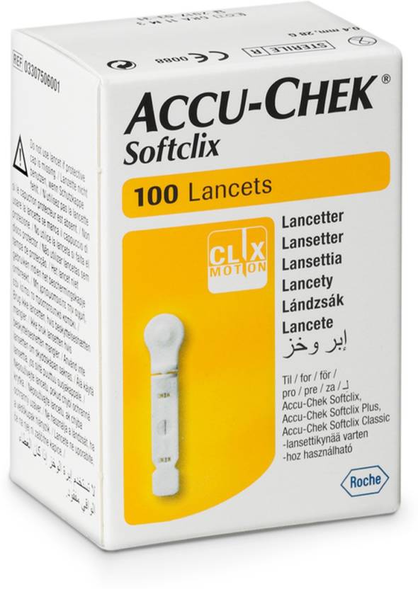 [AccuChek-Lancets-100] Accu-Chek Softclix Lancets Pack of 25/100 by Roche | For Instant S Gluco-meter by AccuChek