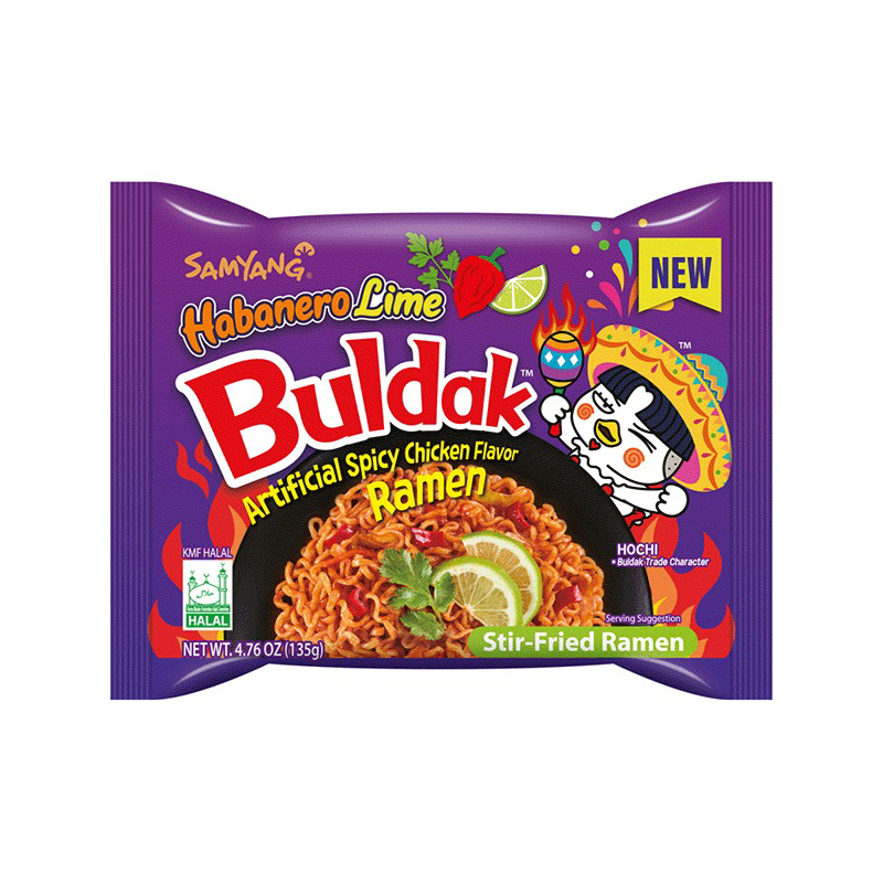 Samyang Buldak Noodles Habanero Lime Hot Chicken Flavour Single Pack Ramen 135g