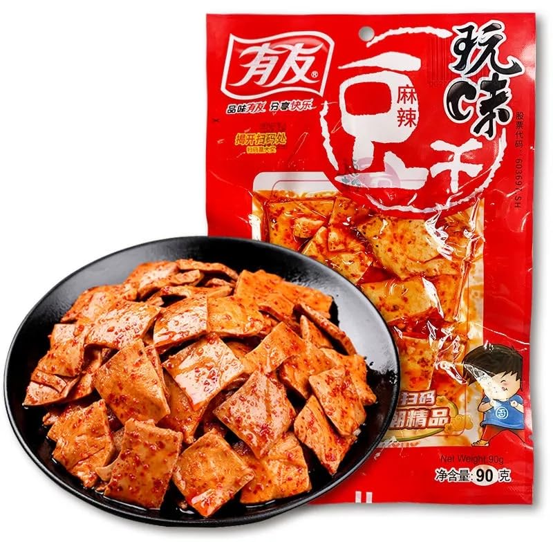 [DriedTofu-Spicy(Red)-90g] Yuyu Tofu Snack Spicy Flavour 90g | Chinese Snacks