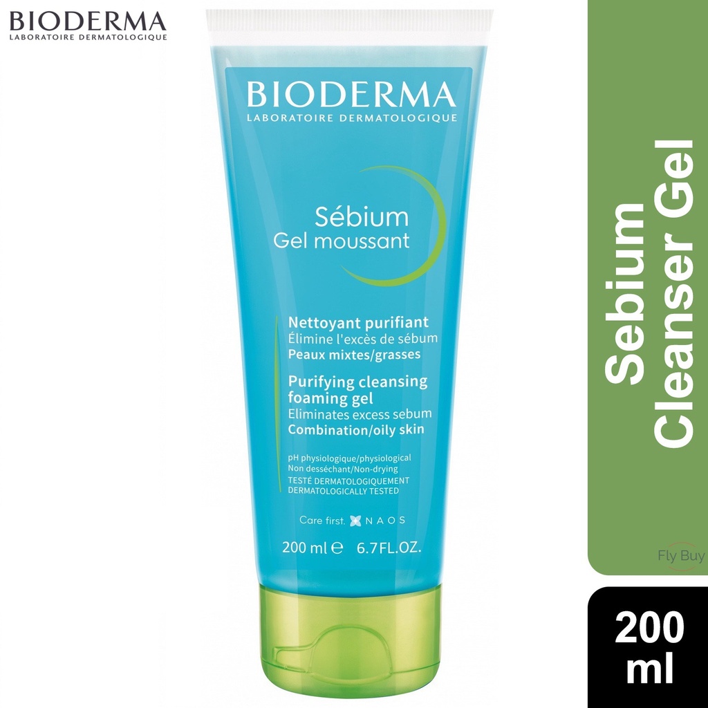 [Bioderma-GelMoussant-200ml] Bioderma Purifying Facial Cleansing Foaming Gel  Available in  200ml Combination To Oily Skin  Sebium Gel Moussant  Facewash