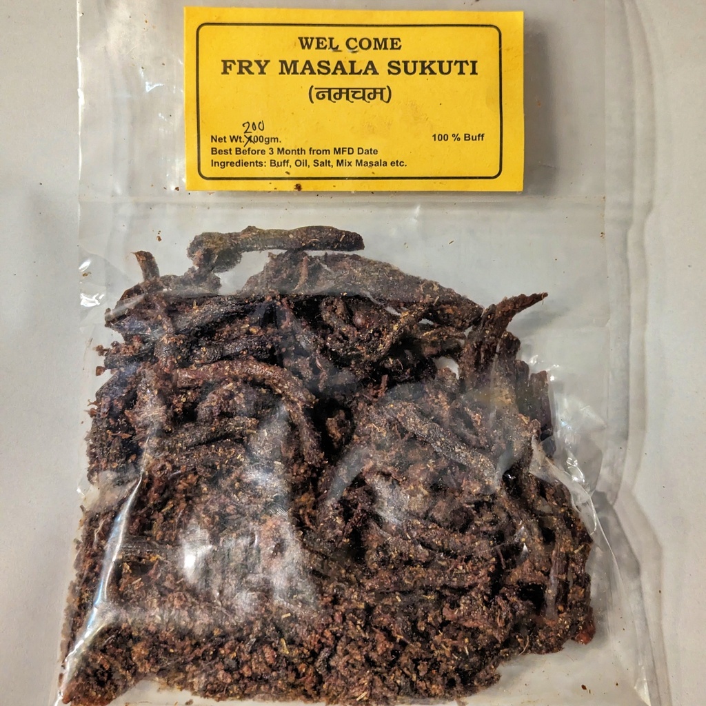 [GRO-Can&Dry-Namcham200g] Fry Masala Namcham Sukuti Buff Dry Meat 200gm - Spicy Sukuti | Used in Achar