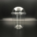 Set of 10 PP Plastic Round Bottom Disposable Cup - 500 ml capacity - with Lid for Bubble Tea Boba Milkshake Cold Drinks Juices