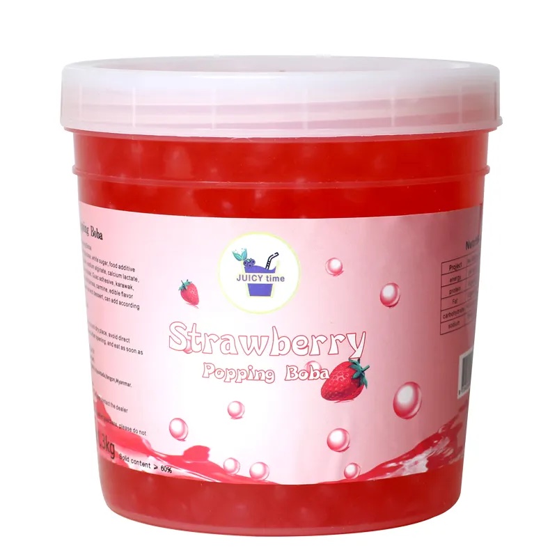 [GRO-BT-bobastr] Popping Boba Pearl for Bubble Tea Strawberry Flavour 1.3 Kg