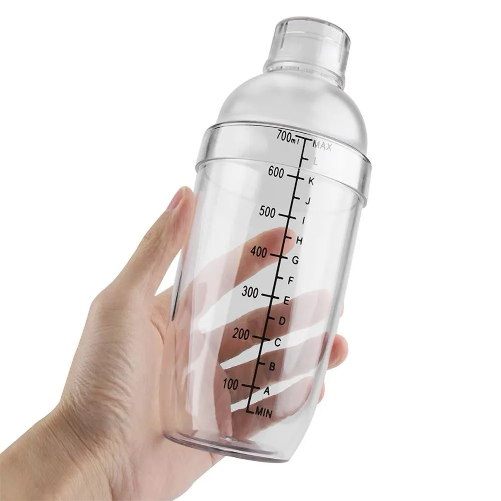 [KND-BT-Shaker-Clear] PC Resin Shaker for Cocktail Bar Bubble Tea Drink Mixer Bottle With Honeycombs Filter - 700 ml capacity